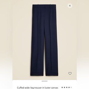 J.Crew Cuffed Wide Leg Navy Pant, sz14 NEW!